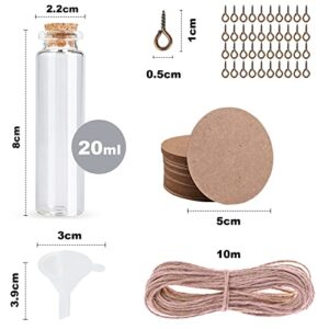 Faburo 40pcs 20ml Small Glass Bottles with Corks, Small Glass Jar with Cork Lid, Mini Clear Glass Bottles with Tags and Strings for DIY Art Crafts Storage, Small Glass Vials for Wedding Favors