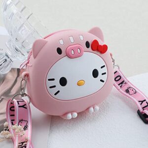 G-Ahora Kawaii Kitty Wallet with Lanyard Cartoon Kitty Cat Purse Crossbody Coin Wallet for Girls Women(WL-KT)