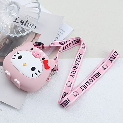 G-Ahora Kawaii Kitty Wallet with Lanyard Cartoon Kitty Cat Purse Crossbody Coin Wallet for Girls Women(WL-KT)