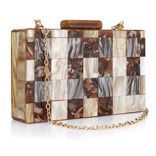 Acrylic Purses and Handbags with Marbling for Women Elegant Banquet Evening Crossbody Handbag Box Clutch