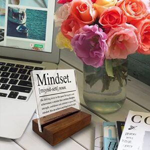 Inspirational Home Office Desk Decor, Motivational Minimalist Decor Art Acrylic Plaque With Wooden Stand Sign Home Office Desk Sign Gift for Women Colleague Friend Cowoker