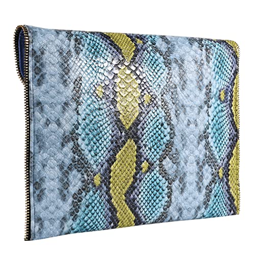 Women Fashion Snakeskin Pattern Clutch Handbag Envelope Bag Chain Shoulder Bag Evening Party Bag