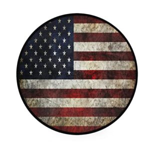 alaza american flag patriotic round area rug,non slip absorbent comfort round rug,washable floor carpet yoga mat for entryway living room bedroom sofa home decor
