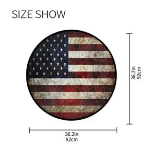 ALAZA American Flag Patriotic Round Area Rug,Non Slip Absorbent Comfort Round Rug,Washable Floor Carpet Yoga Mat for Entryway Living Room Bedroom Sofa Home Decor