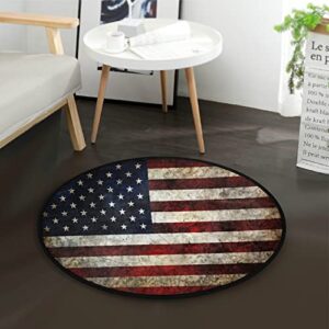 ALAZA American Flag Patriotic Round Area Rug,Non Slip Absorbent Comfort Round Rug,Washable Floor Carpet Yoga Mat for Entryway Living Room Bedroom Sofa Home Decor