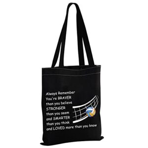 mbmso volleyball gifts for women volleyball player lovers team tote bag volleyball shoulder bag canvas shopping bag (volleyball tb-black-02)