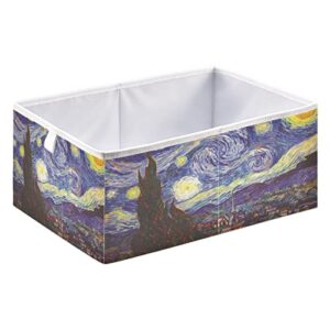 keepreal van gogh the starry night basket bin large storage basket toy basket rectangular storage basket clothes basket decorative basket for home office