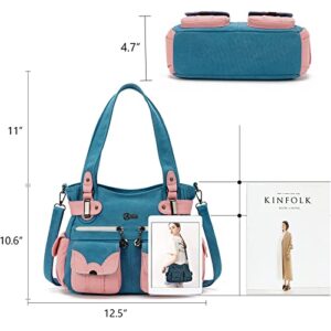 Canvas Purses for Women Large Hobo Shoulder Bags Multi-Pockets Crossbody Purse Fashion Satchel Tote Bag