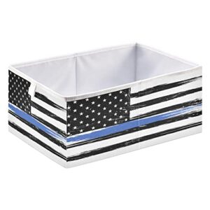 keepreal usa flag a with thin blue line basket bin large storage basket toy basket rectangular storage basket clothes basket decorative basket for home office