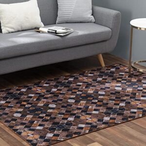 Faux Cowhide Contemporary Area Rug 6x9 Patchwork Heirloom Frescoes Polyester Rug with Cotton-Canvas Backing