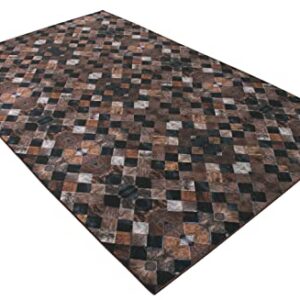 Faux Cowhide Contemporary Area Rug 6x9 Patchwork Heirloom Frescoes Polyester Rug with Cotton-Canvas Backing