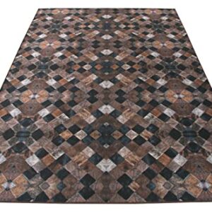 Faux Cowhide Contemporary Area Rug 6x9 Patchwork Heirloom Frescoes Polyester Rug with Cotton-Canvas Backing