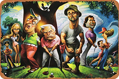 QIAN&XII Retro Metal Sign Vintage Tin Sign Caddyshack Movie Poster for Cafe Bar Man Cave Office Garage Home Wall Decor 12 X 8 inch, 8inch*12inch