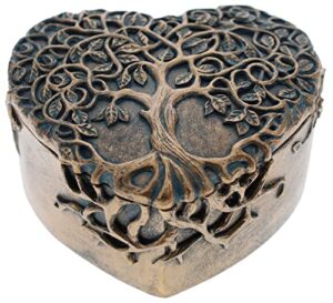 top brass decorative tree of life / heart trinket jewelry box – spiritual love celtic art