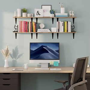 Wallniture Arras Floating Shelves for Living Room Decor, 17"x6" Wood Bookshelves, Wall Shelves for Bedroom, Office, Kitchen Set of 6 Burnt Finish