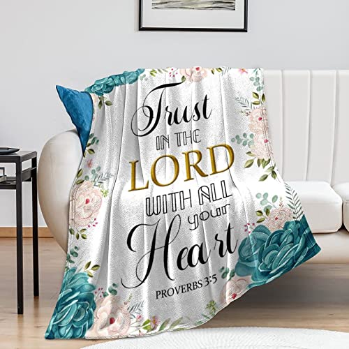 Christian Gifts for Women Inspirational Religious Blanket Bible Verse Scripture Prayer Throw Blanket Soft Flannel Healing Blanket 50"X40"