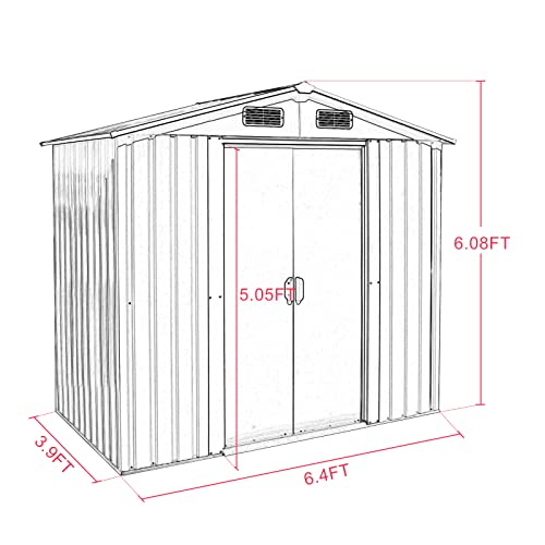 kinbor 6' x 4' Storage Shed - Outdoor Garden Metal Shed with Double Door, Tool Storage Shed for Patio, Lawn, Garden, Backyard, Green