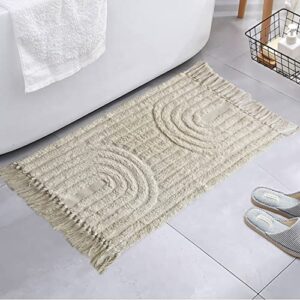 Zeeinx Boho Bathroom Rugs 2'x3' Cotton Hand Woven Area Rug with Tassels Machine Washable Rainbow Rug Cute Bathroom Rugs Throw Rug for Laundry Bedroom Living Room Kitchen