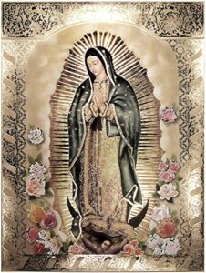 xiddxu vintage tin sign metal plaque our lady of guadalupe body portrait roses metal sign iron painting retro wall decor poster for home hotel cafes sign gift 6×8 inch