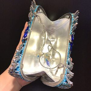 DEBIMY Womens Sparkly Crystal Evening Clutch Luxurious Rhinestone Wedding Evening Purse Bridal Prom Handbag Party Bag Sky Blue Colorful