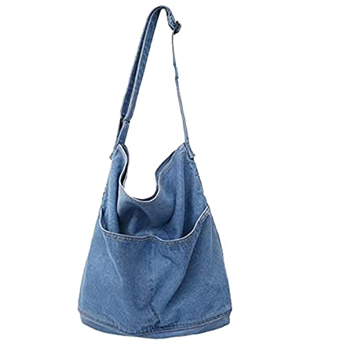 Large Tote Bag Denim Shoulder Bag Crossbody Hobo Bags Casual Retro Canvas Bag for Women Travel Work