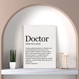 LEXSIVO Doctor Definition Print Canvas Wall Art Home Office Decor Modern Minimalist Doctor Painting 12x15 Canvas Poster Framed Ready to Hang Healthcare Artwork