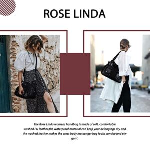 Rose Linda Hobo Bags and Handbags for Women Shoulder Bags Handbag with Multiple Pockets PU Leather Tote Bag