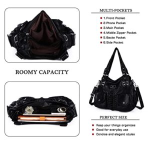 Rose Linda Hobo Bags and Handbags for Women Shoulder Bags Handbag with Multiple Pockets PU Leather Tote Bag