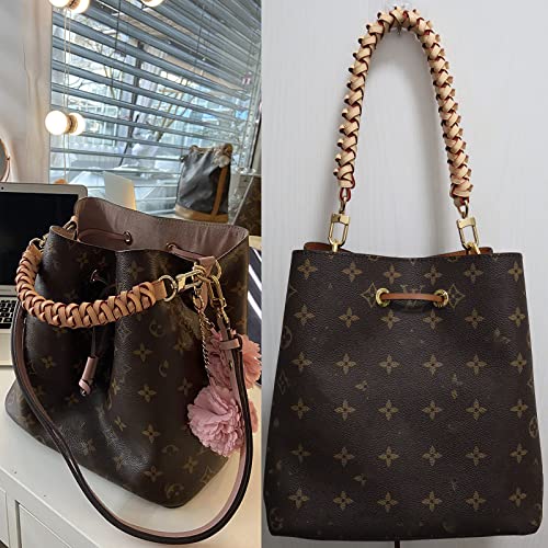 18 Inches Vachetta Leather Braided Handle, Top Braided Handle Strap for LV Neonoe Beaubourg Hobo Bucket Bags with Original Hardware Without Logo (Vachetta, 18 Inches)