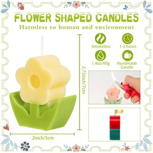 4 PCS Flower Shaped Candles,Cute Candles Aesthetic Candle,Smokeless Scented Candles,Delicate Decorative Candle for Home Decor,Flower Candle Gift for Wedding,Birthday Party,Spa (White,Yellow,Pink,Red)