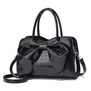 fashion women faux leather purses handbags shoulder top handle crossbody tote bags (black)