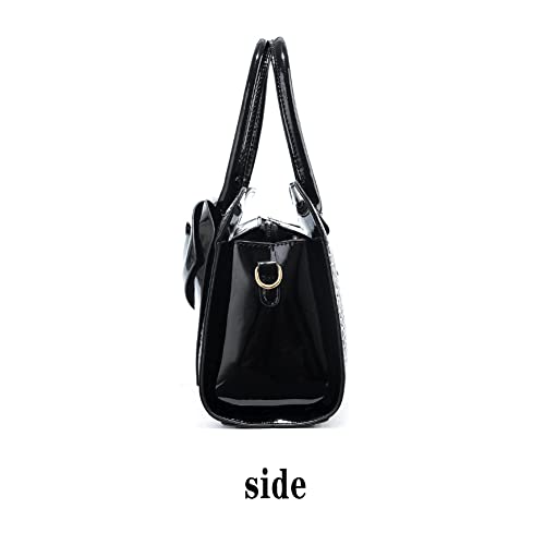 Fashion Women Faux Leather Purses Handbags Shoulder Top Handle Crossbody Tote Bags (black)