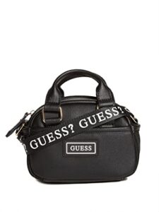 guess factor women’s mini faux-leather logo satchel, black