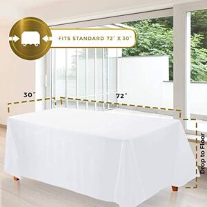 Classic White Tablecloth 90x132 - White Table Clothes for 6 Foot Rectangle Tables, Stain and Wrinkle Resistant Washable Fabric [2 Pack]