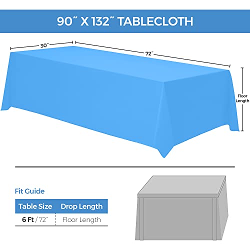 Classic White Tablecloth 90x132 - White Table Clothes for 6 Foot Rectangle Tables, Stain and Wrinkle Resistant Washable Fabric [2 Pack]