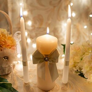 Unity Candles for Wedding Ceremony Set, Wedding Accessories for Reception Ceremony - Wedding Gifts - Candle Sets - 5.5 Inch Pillar and Two 9.8 Inch Tapers