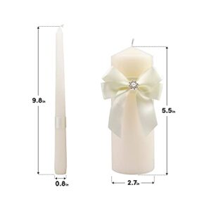 Unity Candles for Wedding Ceremony Set, Wedding Accessories for Reception Ceremony - Wedding Gifts - Candle Sets - 5.5 Inch Pillar and Two 9.8 Inch Tapers