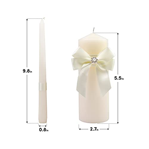 Unity Candles for Wedding Ceremony Set, Wedding Accessories for Reception Ceremony - Wedding Gifts - Candle Sets - 5.5 Inch Pillar and Two 9.8 Inch Tapers