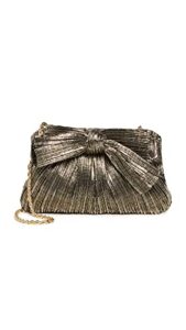 loeffler randall women’s mini pleated frame clutch with bow, gold, one size