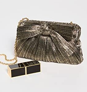 Loeffler Randall Women's Mini Pleated Frame Clutch with Bow, Gold, One Size