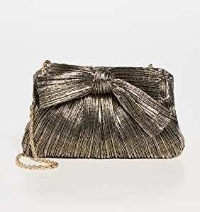 Loeffler Randall Women's Mini Pleated Frame Clutch with Bow, Gold, One Size