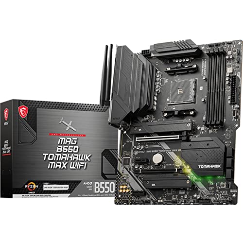 MSI MAG B550 Tomahawk MAX WiFi Gaming Motherboard (AMD AM4, DDR4, PCIe 4.0, SATA 6Gb/s, M.2, USB 3.2 Gen 2, HDMI/DP, ATX, Wi-Fi 6E, AMD Ryzen 5000 Series Processors)