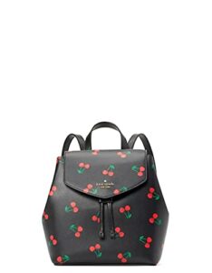 kate spade lizzie medium flap backpack black bag purse cherry print