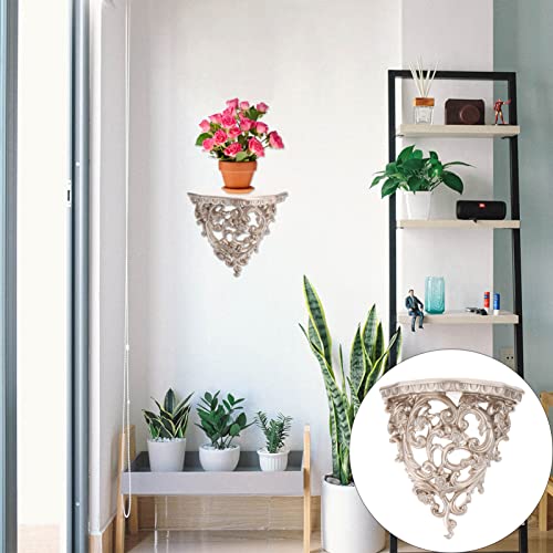YARNOW Floating Wall Shelf, 1PC Resin Wall Mounted Decorative Wall Organizer Retro Hollow Flower Carving Decorative Storage Design for Living Room Bathroom Bedroom Gifts (Champagne Gold)