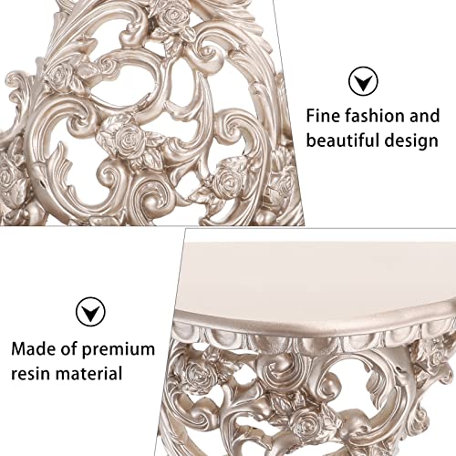 YARNOW Floating Wall Shelf, 1PC Resin Wall Mounted Decorative Wall Organizer Retro Hollow Flower Carving Decorative Storage Design for Living Room Bathroom Bedroom Gifts (Champagne Gold)