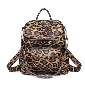 women fashion backpack purse, convertible daypack colorful strap shoulder handbags (leopard tassel)