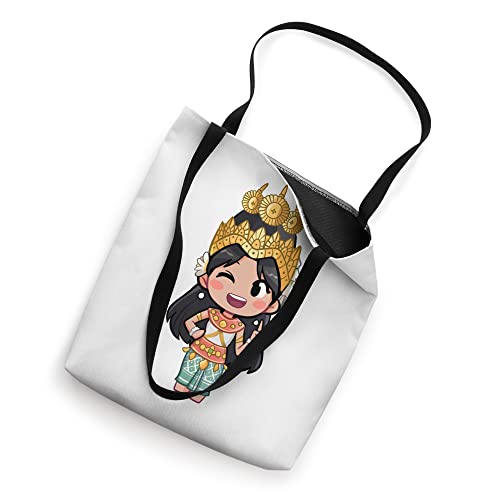 Cute Anime Cambodian Khmer Apsara with Peace and Love sign Tote Bag