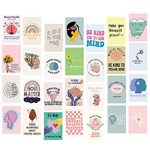 Mental Health Awareness Wall Collage Kit - Mental Health Room Decor - Mental Health Aesthetic Pictures - Motivational Wall Art,Mental Health Gifts for Teen Girls(50 Set 4x6 inch)