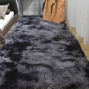wxnzsl Area Rug for Bedroom 2x3 Fluffy Rugs, Small Plush Furry Shaggy Rugs, Indoor Soft Fuzzy Shag Rugs for Living Room Girls/Boys Room- Dark Gray