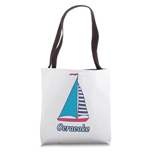 ocracoke island sail boat sailing nautical regatta tote bag